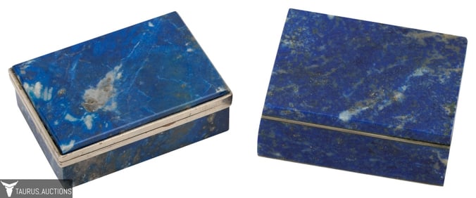 Lapis Lazuli Snuff Trinket Boxes - Pair