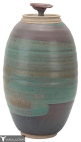 Don Hanson Large Glazed Lidded Pottery Vase