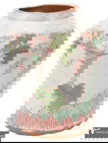 Nancy Allin Large Glazed Floral Clay Vase