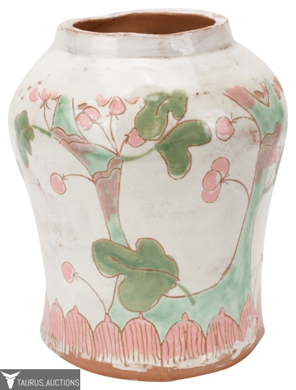 Nancy Allin Large Glazed Floral Clay Vase (1 of 11)