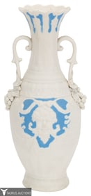Blue And White Parian Ware Handled Vase