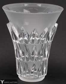 Lalique Crystal Feuilles Vase