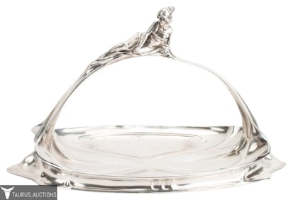 Art Nouveau Handled Silver Figural Dish