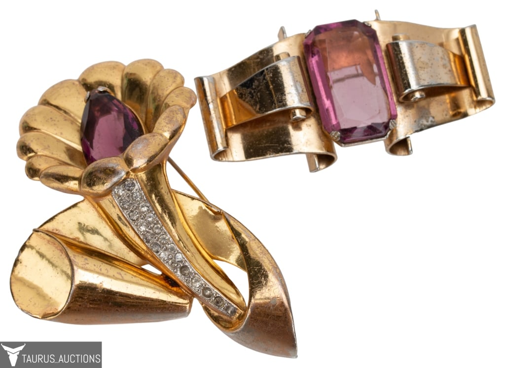 Coro Retro Amethyst Glass Brooch Lot (1 of 9)