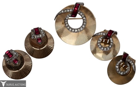 Signed Boucher Gold Tone Rhinestone Jewelry Lot