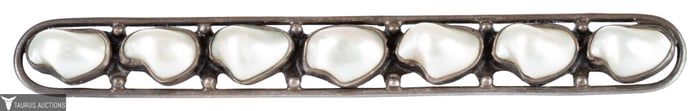 Antique Art Nouveau Sterling Pearl Bar Pin