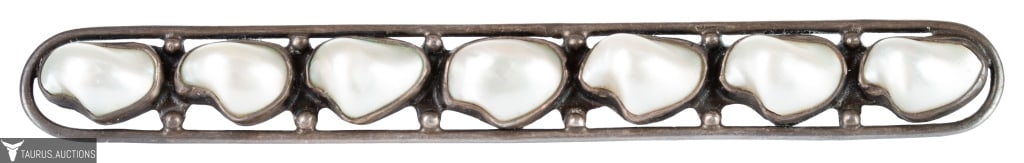 Antique Art Nouveau Sterling Pearl Bar Pin (1 of 7)