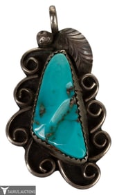 Native American Sterling Turquoise Pendant