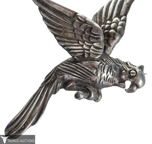 Sterling Silver Figural Parrot Brooch