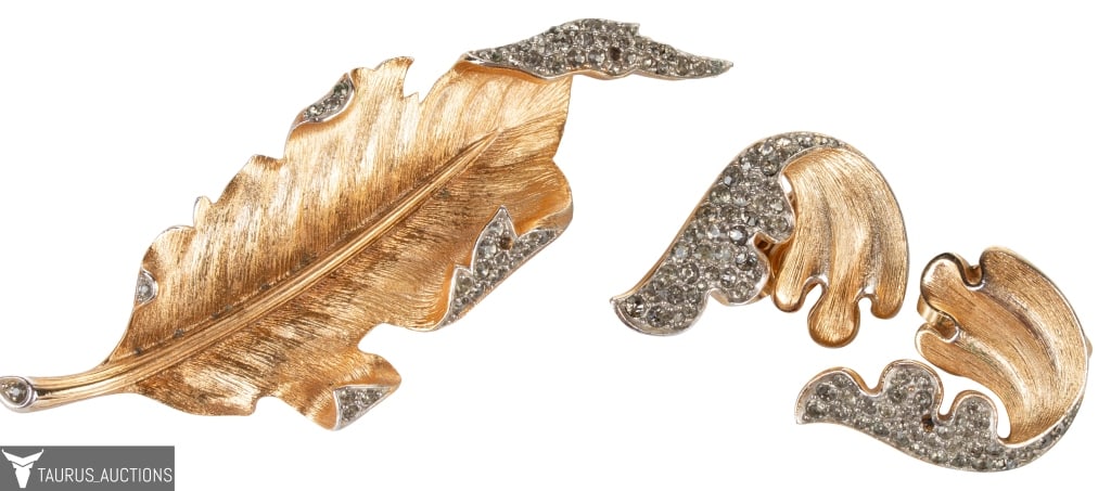 Alfred Philippe Crown Trifari Gold Leaf Parure (1 of 11)