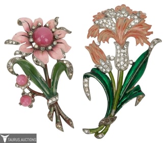 Alfred Philippe Rhinestone Enamel Brooch Lot