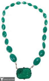 Art Deco Sterling Chrysoprase Bead Choker