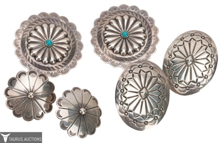 Sterling Native American Concha Pierce Earring Lot