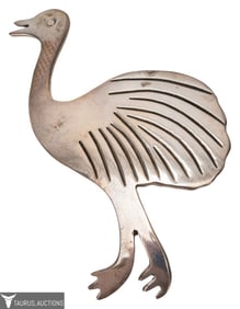 Taxco Mexico Sterling Figural Ostrich Brooch
