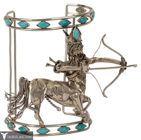 Sterling & Turquoise Sagittarius Centaur Cuff