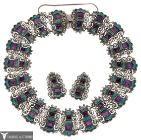 Matilde Poulat Silver Amethyst Turquoise Parure