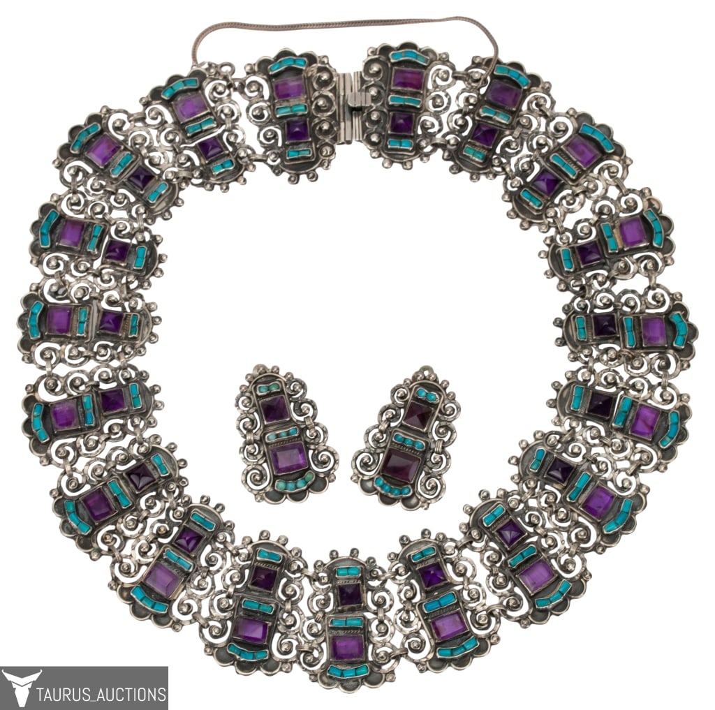 Matilde Poulat Silver Amethyst Turquoise Parure (1 of 12)
