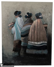 E. Lee - 'Three Women' Native American Painting