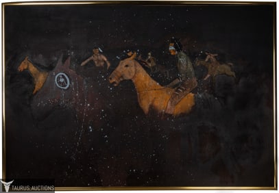 Kevin Red Star - 'Crow Round Up' Painting