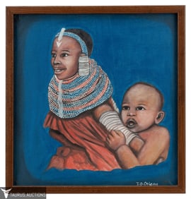 T.O. Otieno - African Mother & Child Painting