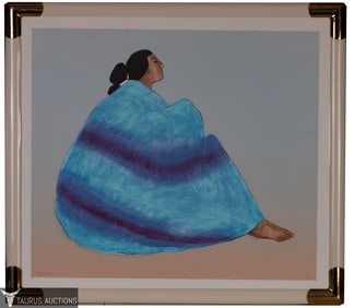 RC Gorman, Seated Navajo Woman, Pencil Signed