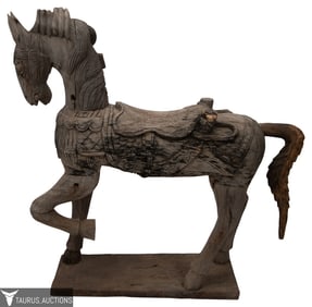Antique Carved Wood Horse - India