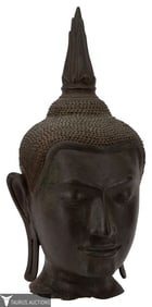 Thai Bronze Buddha Head with Flame