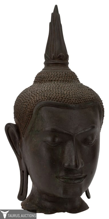 Thai Bronze Buddha Head with Flame (1 of 9)