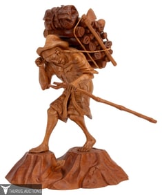 Guatemalan Wood Carved Traveling Man Sculpture