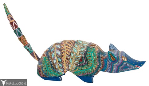 Alebrije Oaxacan Wood Carving - Armadillo, Signed