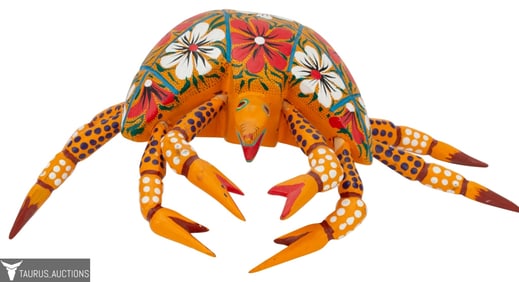 Crispina Calvo Mexico Carved Wood Folk Art Crab