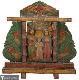 Holy Family Hand Carved Relief, Mexico