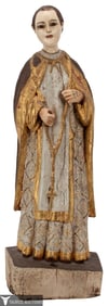 Antique Hand Carved Wood Santos Bishop