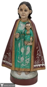 Madonna with Child Carved Wood Santos