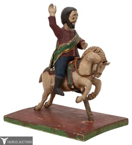 Carved Wood Santos on Horseback