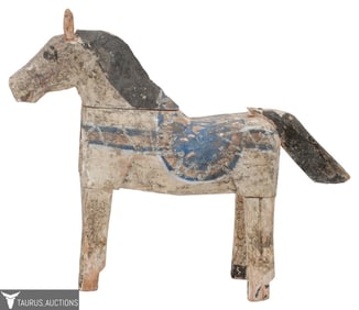 Primitve Hand Carved Wood Horse Sculpture