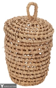 Caribbean Handwoven Palm Lidded Basket