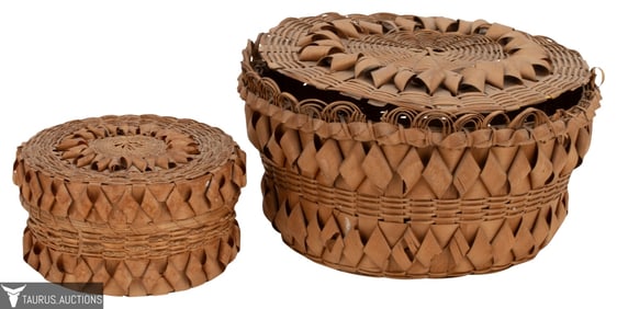 Two Handwoven Curl Weave Basket