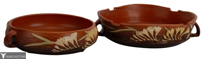 Roseville Freesia Brown Console/ Server Bowls