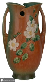 Roseville White Rose Floor Vase 992-15