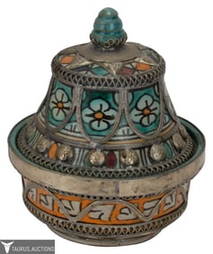 Moroccan Jobbana Ceramic Lidded Butter Pot