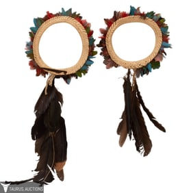 Jeguaka Brazilian Ceremonial Headdress Pair