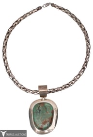 Native American Sterling Turquoise Pendant
