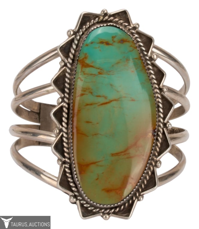 Alvin Toadacheene Navajo Sterling Turquoise Cuff (1 of 6)