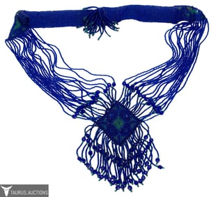 Native American Beadwork Blue Glass Necklace
