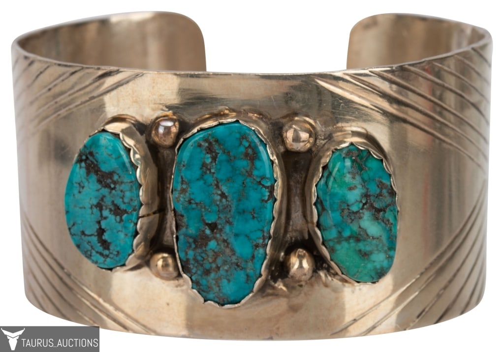 D. C. Thomas Navajo Sterling & Turquoise Cuff (1 of 6)