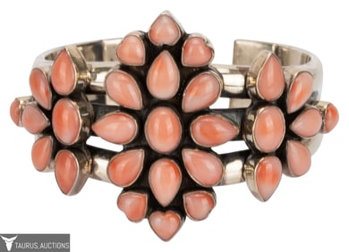 Joe Piaso Jr. Southwestern Sterling & Coral Cuff