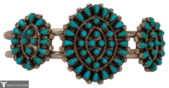 Petit Point Silver & Turquoise Cuff Bracelet