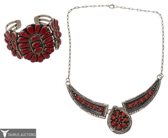 Santo Domingo Sterling & Red Coral Jewelry Lot