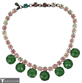 Watermelon Rivoli & Emerald Crystal Choker